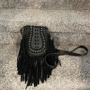 Aimee Kestenberg Black Fringe Crossbody Bag Purse